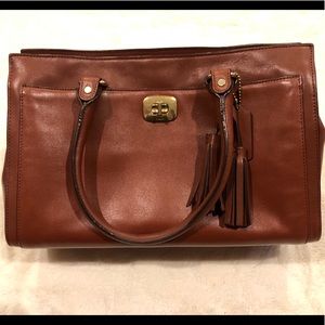 Coach Tan Leather Satchel with Gold Hardware